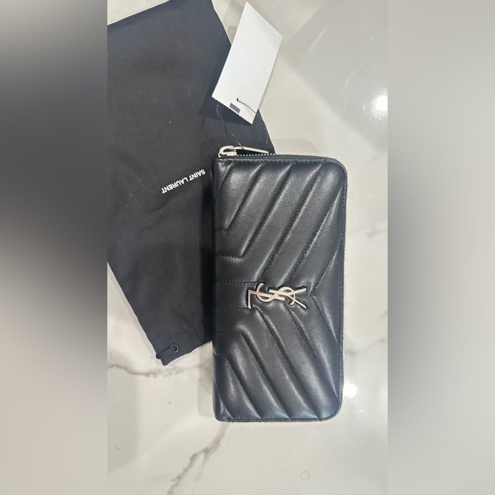 Saint Laurent Black Chevron Wallet